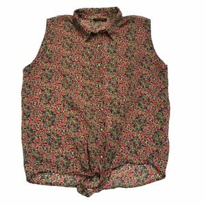TopShop Womens blouse top with floral and tie in front size Extra Large